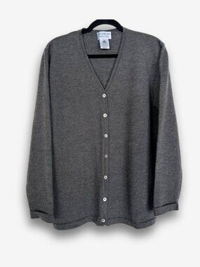 Principles Merino Wool Cardigan Made in Italy Lightweight Knit Grey Size L